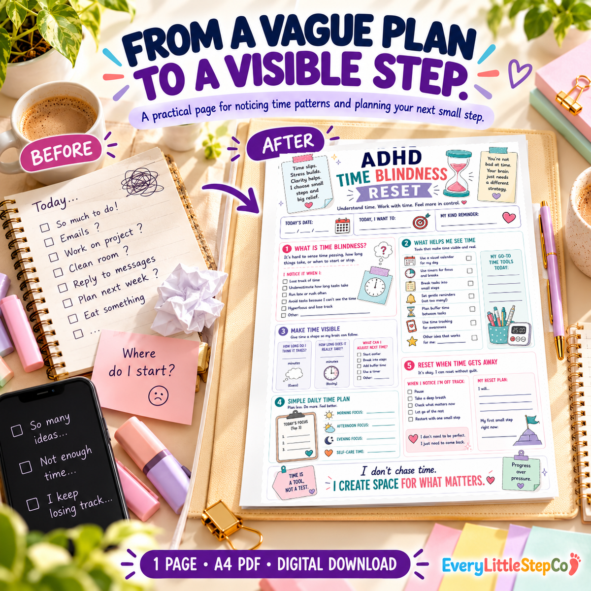 ED-093 Before and After Transformation — original worksheet in generated mockup