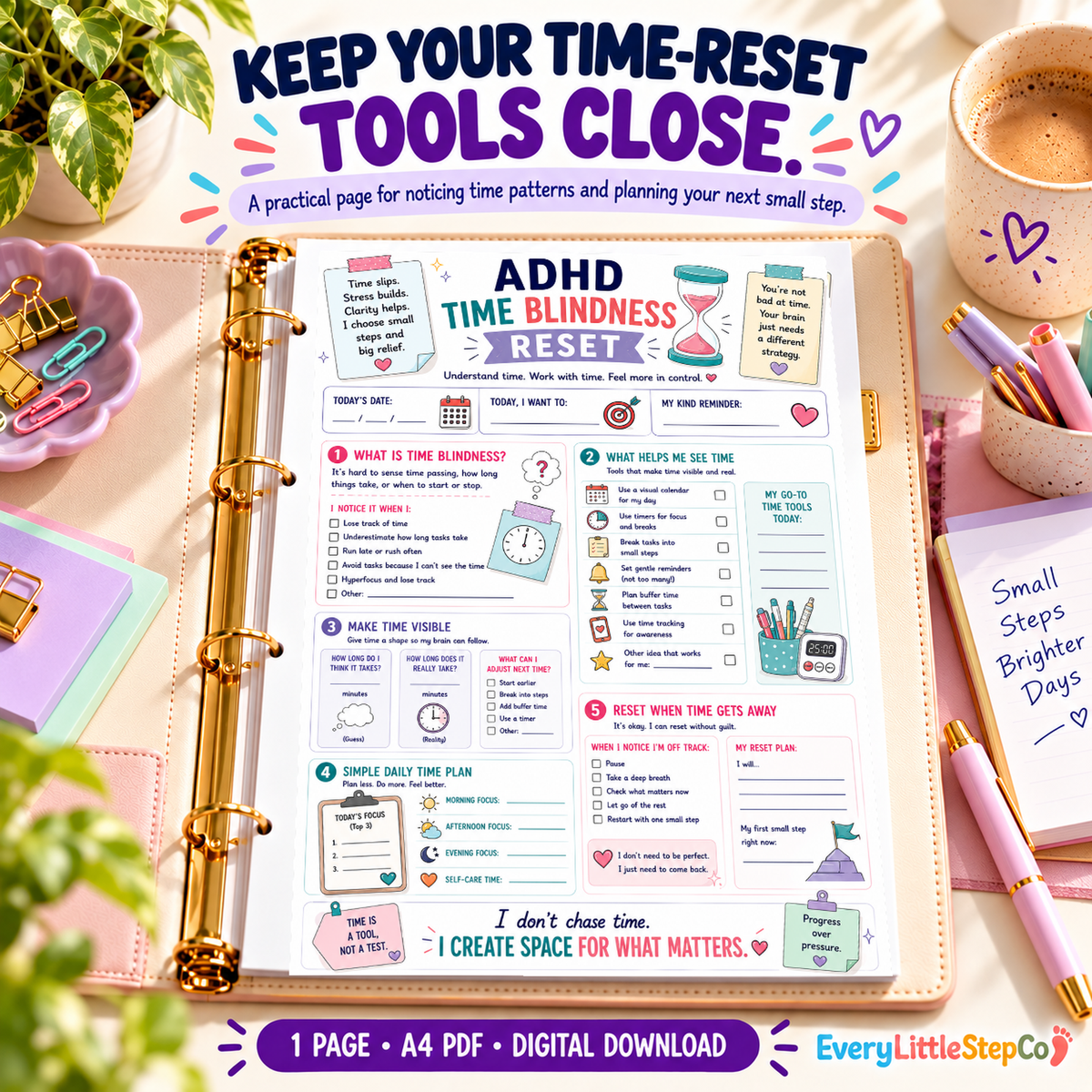 ED-093 Premium Ring Binder Cover Feature — original worksheet in generated mockup