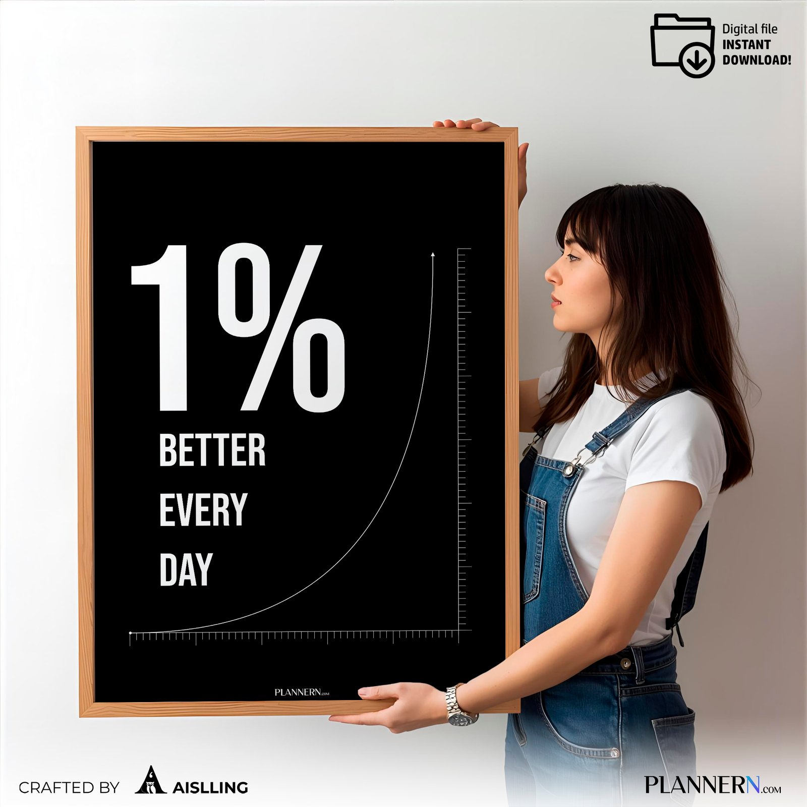 1% Better Every Day | Motivational Quote Wall Art | Digital Download