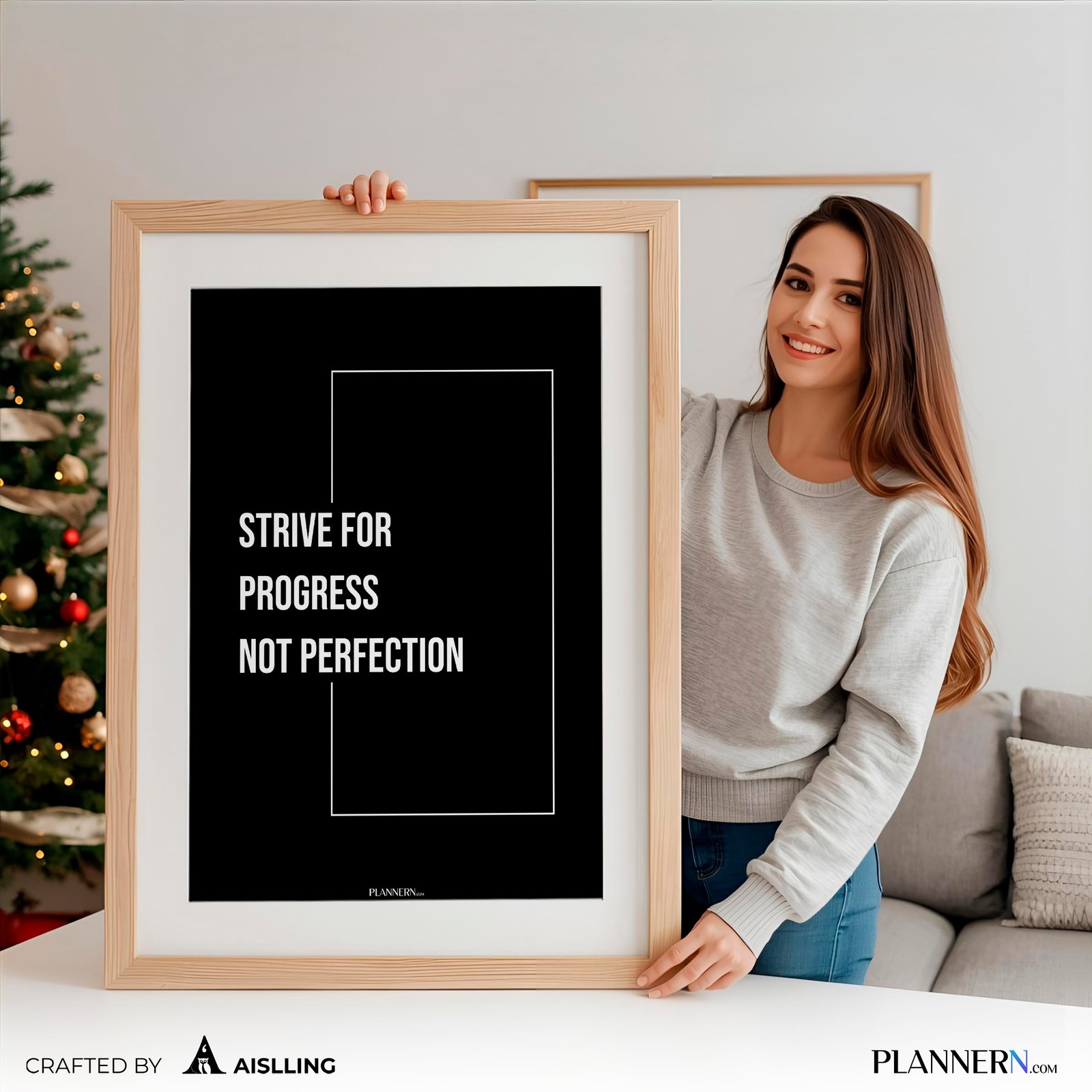 STRIVE FOR PROGRESS NOT PERFECTION | Motivational Quote Wall Art | Digital Download