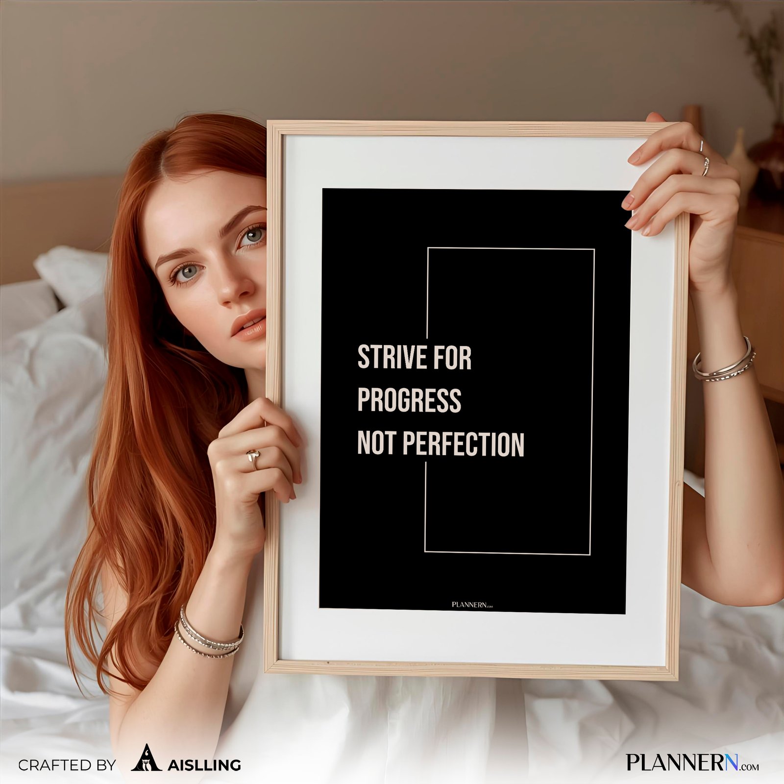 STRIVE FOR PROGRESS NOT PERFECTION | Motivational Quote Wall Art | Digital Download