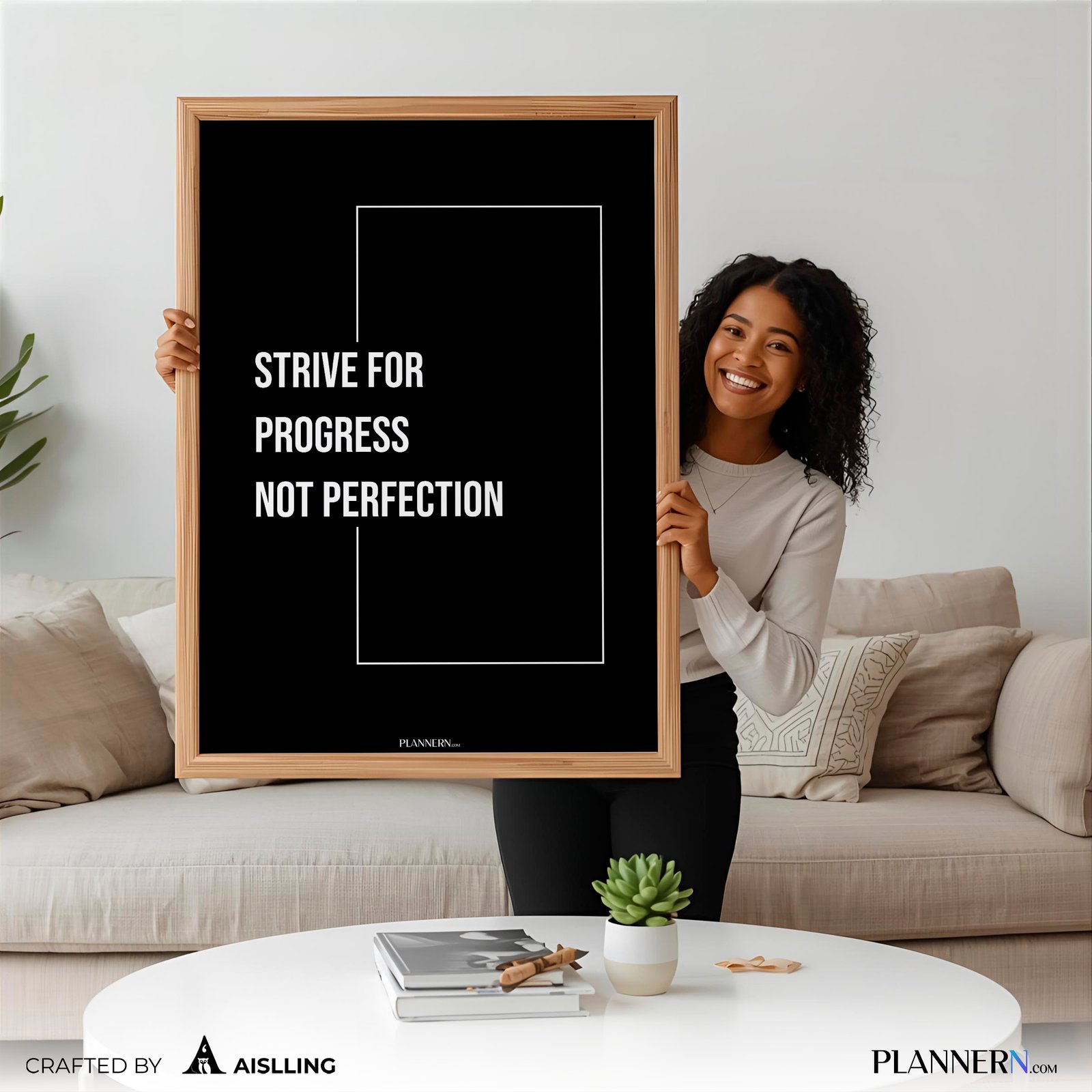 STRIVE FOR PROGRESS NOT PERFECTION | Motivational Quote Wall Art | Digital Download
