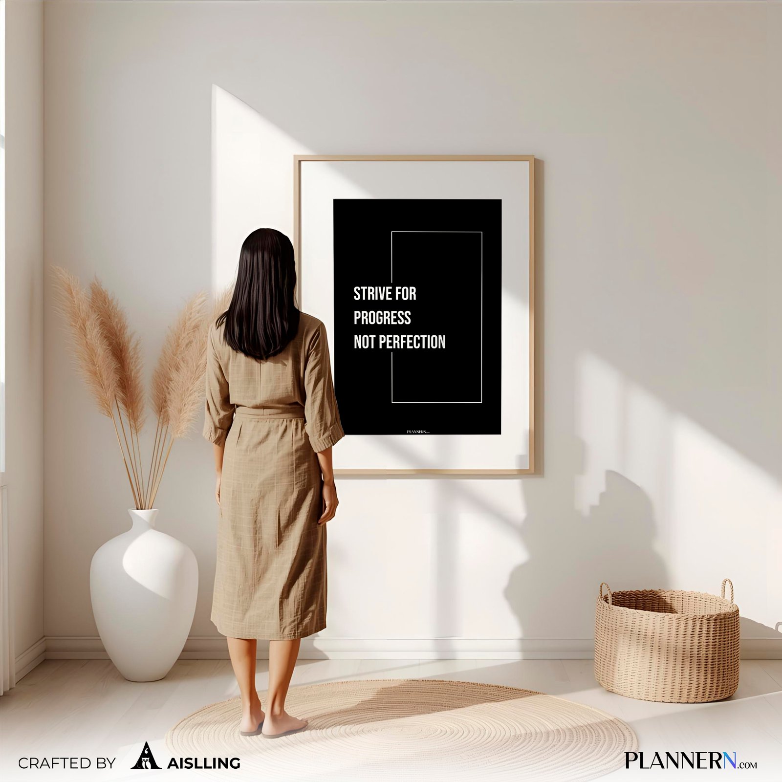 STRIVE FOR PROGRESS NOT PERFECTION | Motivational Quote Wall Art | Digital Download