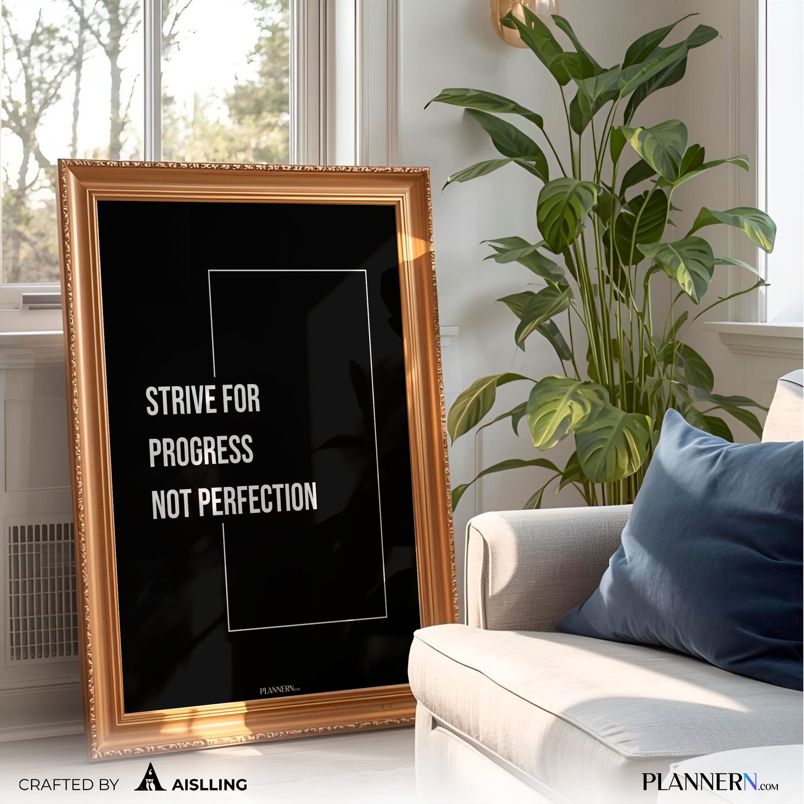 STRIVE FOR PROGRESS NOT PERFECTION | Motivational Quote Wall Art | Digital Download