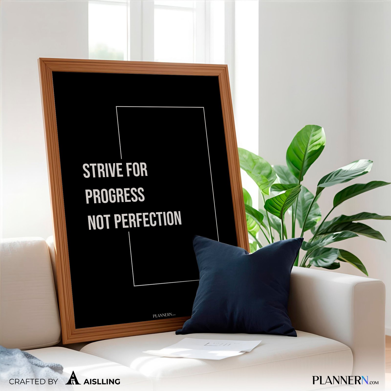 STRIVE FOR PROGRESS NOT PERFECTION | Motivational Quote Wall Art | Digital Download
