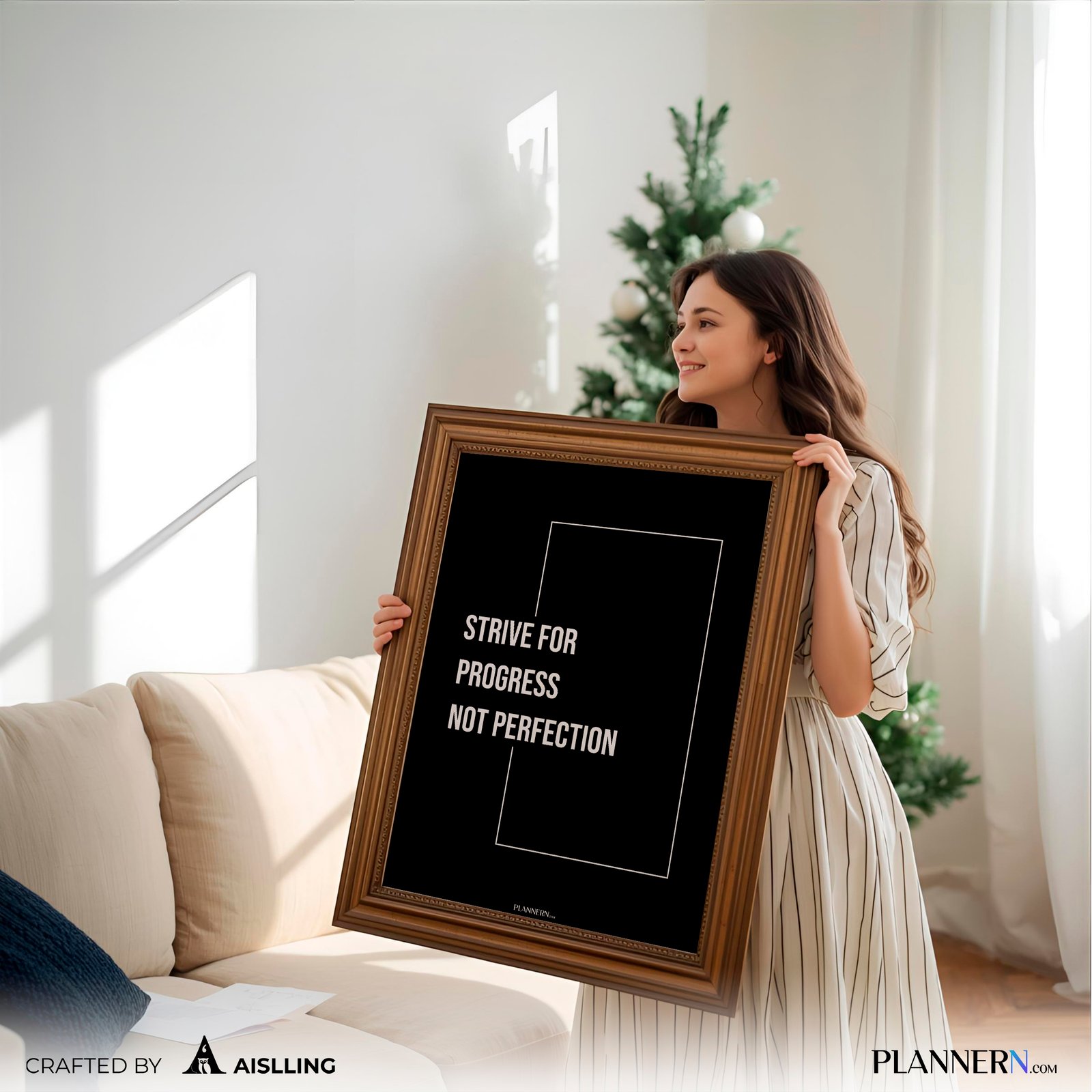 STRIVE FOR PROGRESS NOT PERFECTION | Motivational Quote Wall Art | Digital Download