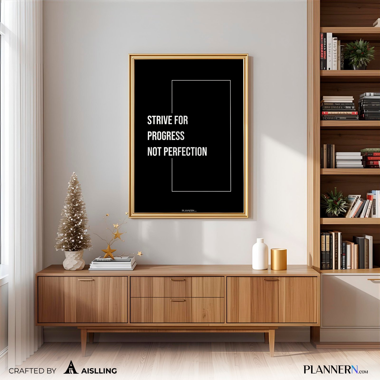 STRIVE FOR PROGRESS NOT PERFECTION | Motivational Quote Wall Art | Digital Download