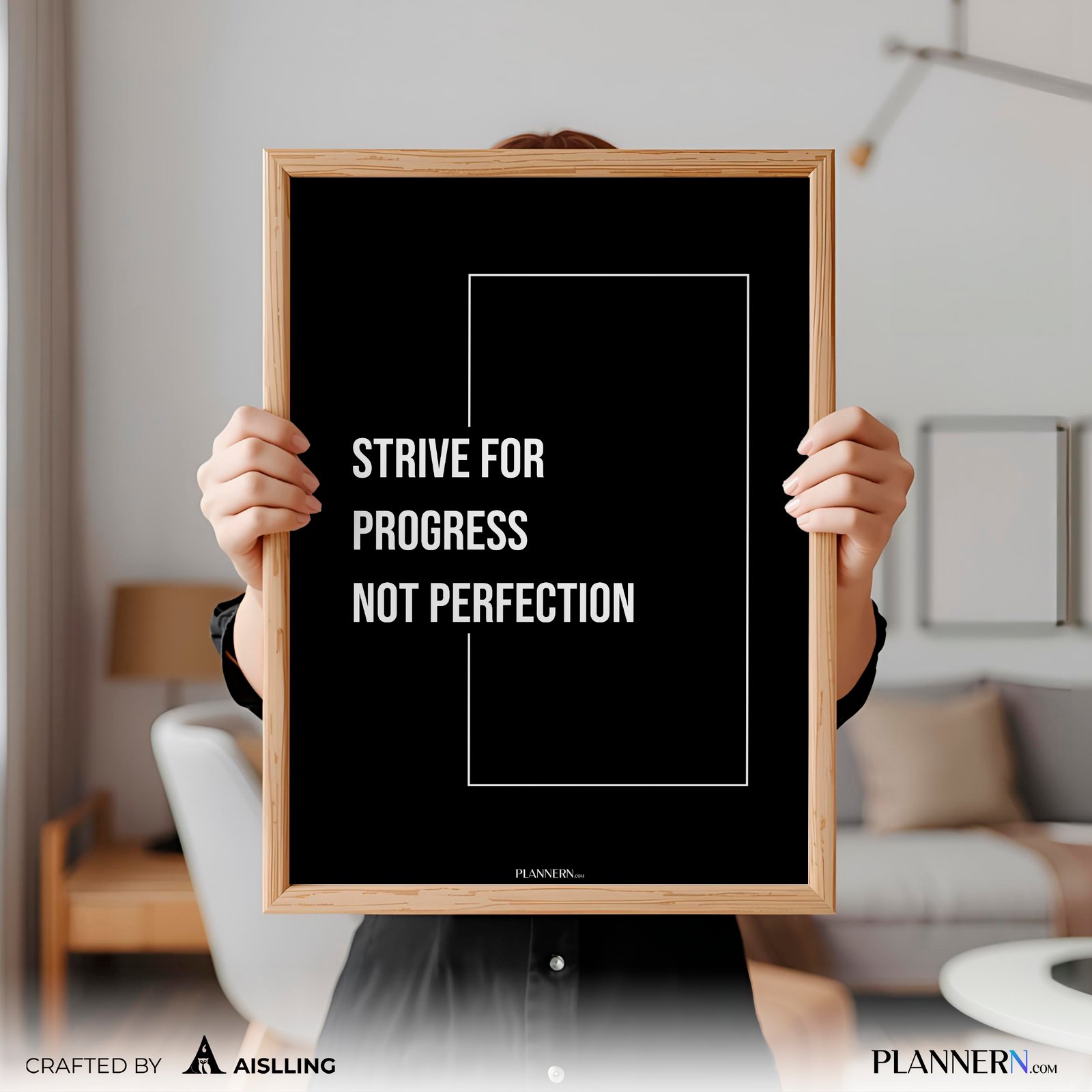 STRIVE FOR PROGRESS NOT PERFECTION | Motivational Quote Wall Art | Digital Download