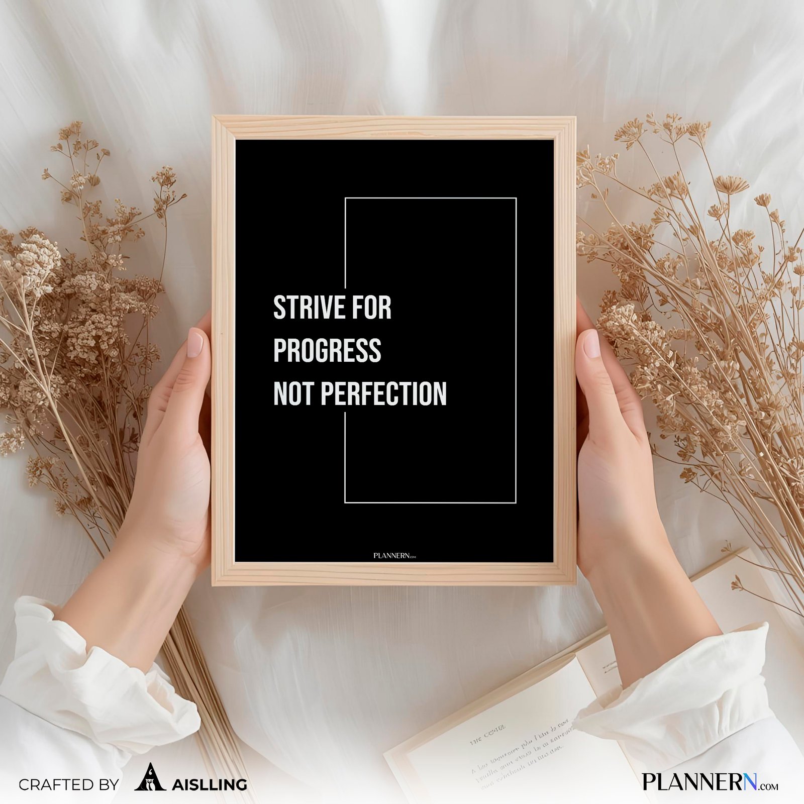 STRIVE FOR PROGRESS NOT PERFECTION | Motivational Quote Wall Art | Digital Download