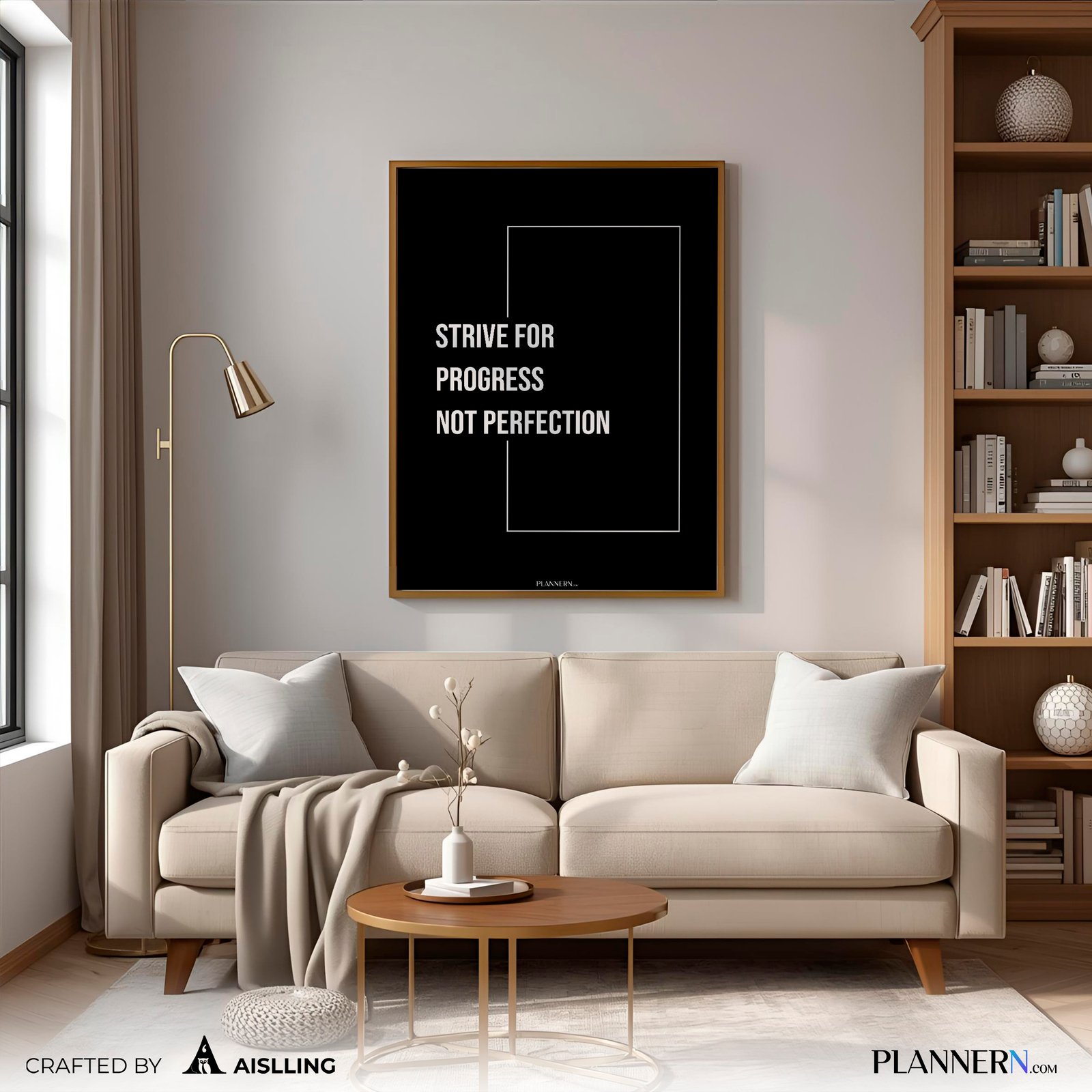STRIVE FOR PROGRESS NOT PERFECTION | Motivational Quote Wall Art | Digital Download