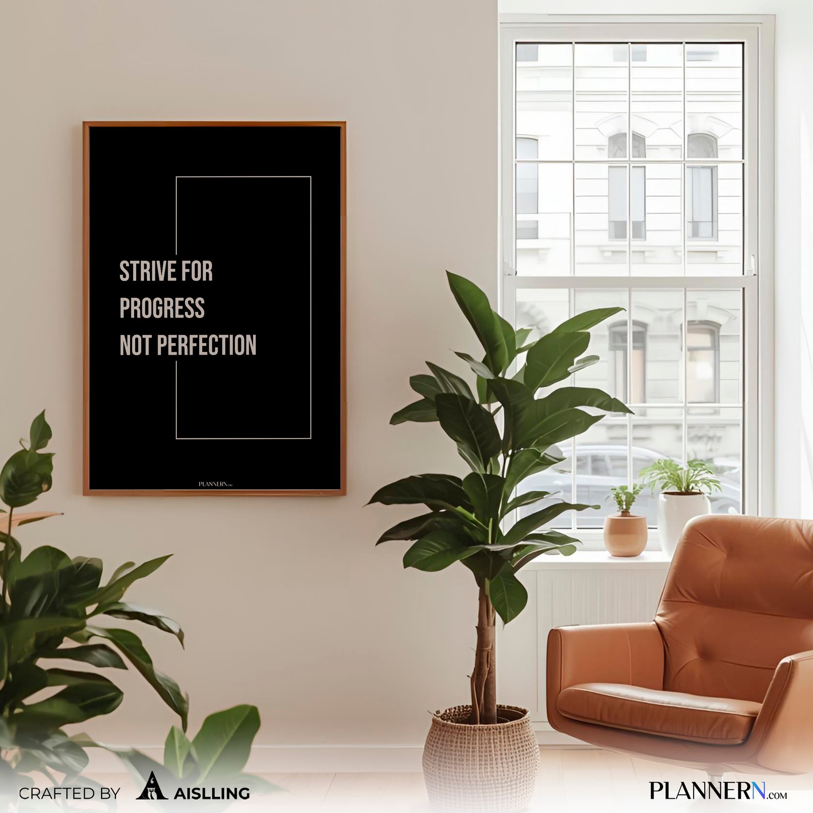 STRIVE FOR PROGRESS NOT PERFECTION | Motivational Quote Wall Art | Digital Download