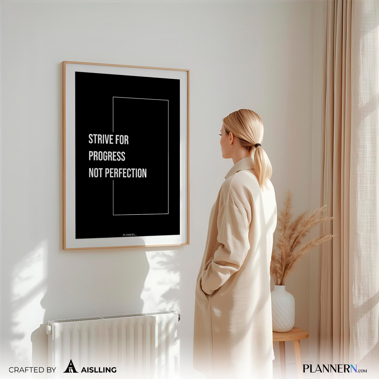 STRIVE FOR PROGRESS NOT PERFECTION | Motivational Quote Wall Art | Digital Download