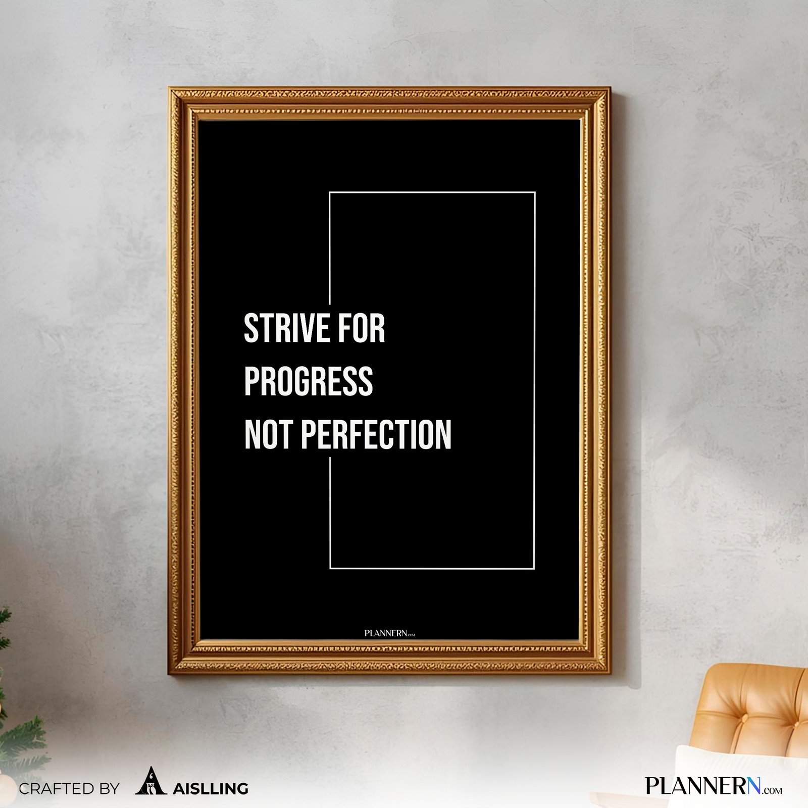 STRIVE FOR PROGRESS NOT PERFECTION | Motivational Quote Wall Art | Digital Download