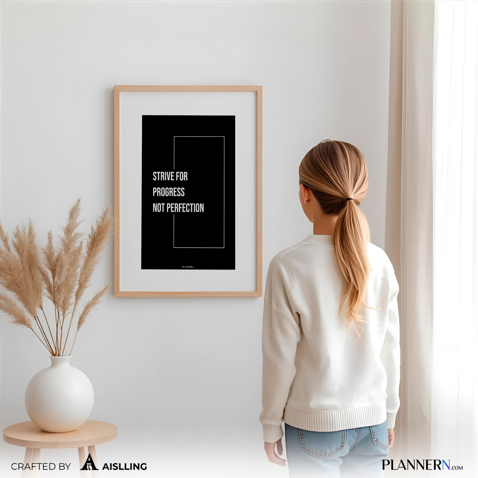STRIVE FOR PROGRESS NOT PERFECTION | Motivational Quote Wall Art | Digital Download