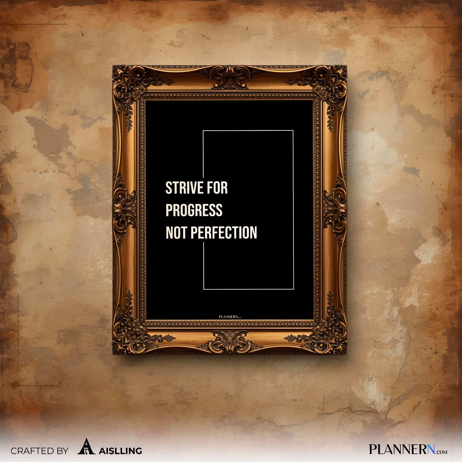 STRIVE FOR PROGRESS NOT PERFECTION | Motivational Quote Wall Art | Digital Download