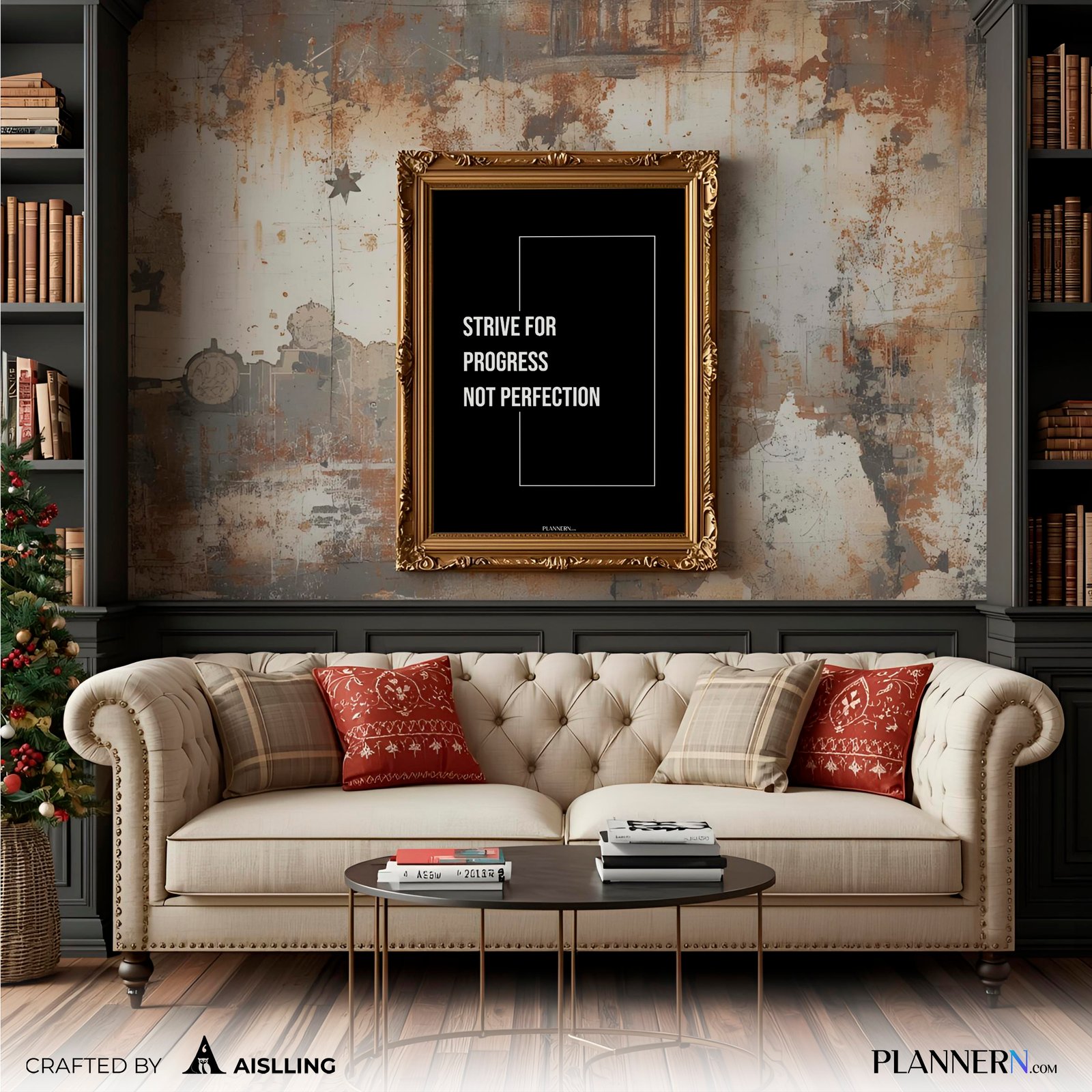 STRIVE FOR PROGRESS NOT PERFECTION | Motivational Quote Wall Art | Digital Download