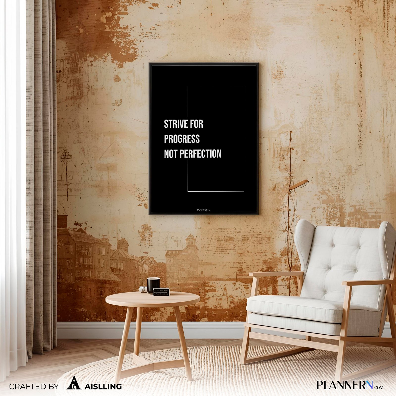 STRIVE FOR PROGRESS NOT PERFECTION | Motivational Quote Wall Art | Digital Download