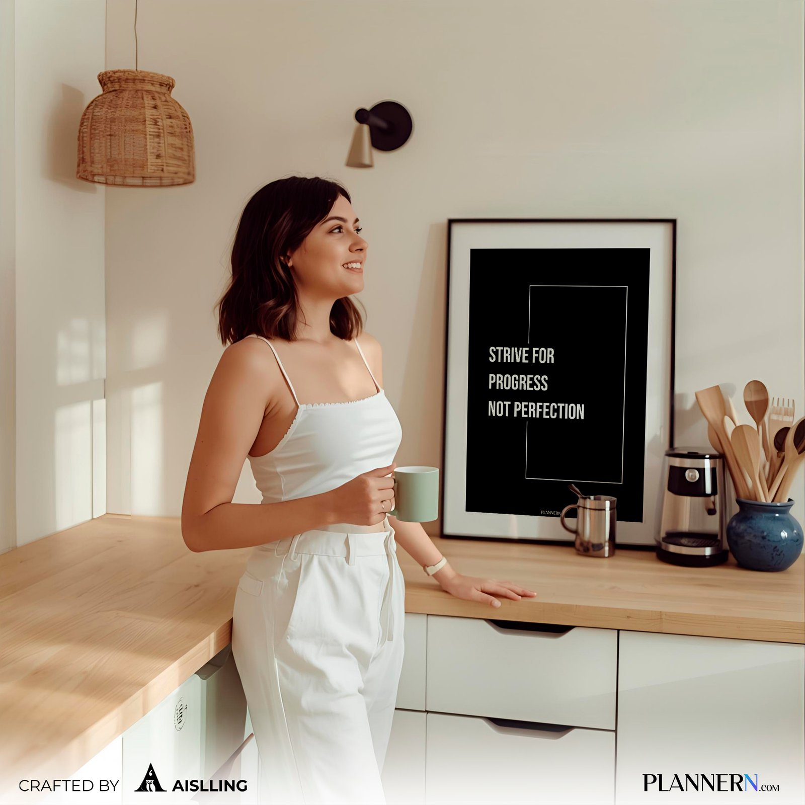 STRIVE FOR PROGRESS NOT PERFECTION | Motivational Quote Wall Art | Digital Download