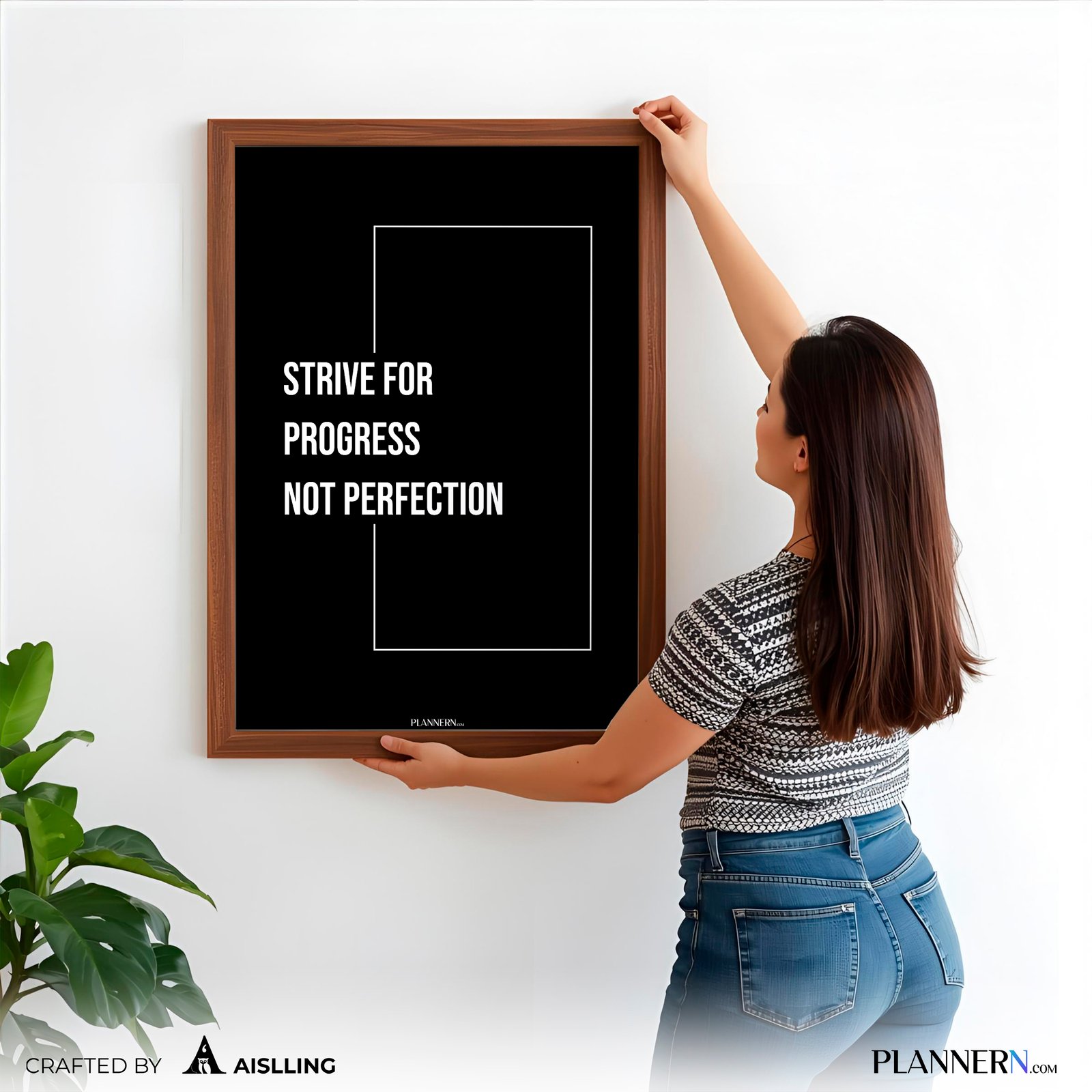 STRIVE FOR PROGRESS NOT PERFECTION | Motivational Quote Wall Art | Digital Download