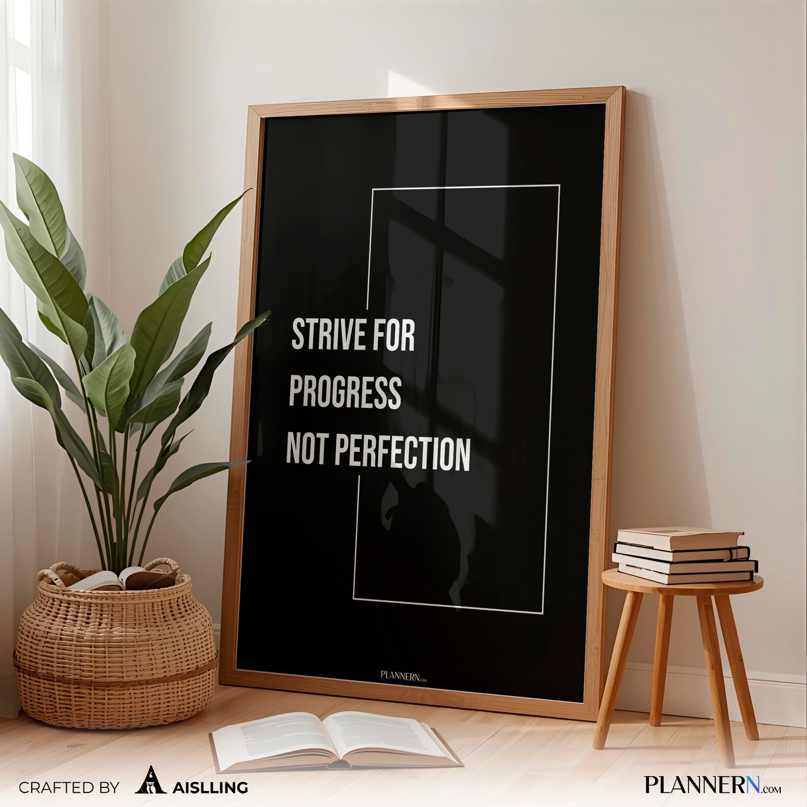 STRIVE FOR PROGRESS NOT PERFECTION | Motivational Quote Wall Art | Digital Download